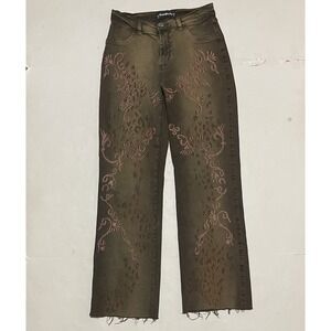 BrazilRoxx Jeans Women's Size 2 X 28.5 Embroidered Front Raw Hem Straight Leg